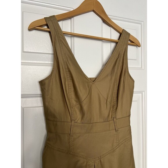 Banana Republic Drop Waist Midi Dress Brown Button Size 4P - Picture 2 of 13